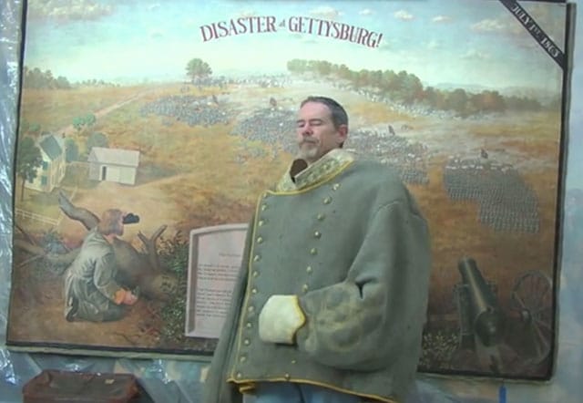 A screenshot from the video of "Paternal Suit" (via Shirin Bazleh's Vimeo channel)