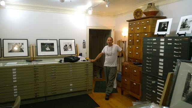Jeffrey Goldstein in the office of Vivian Maier Prints