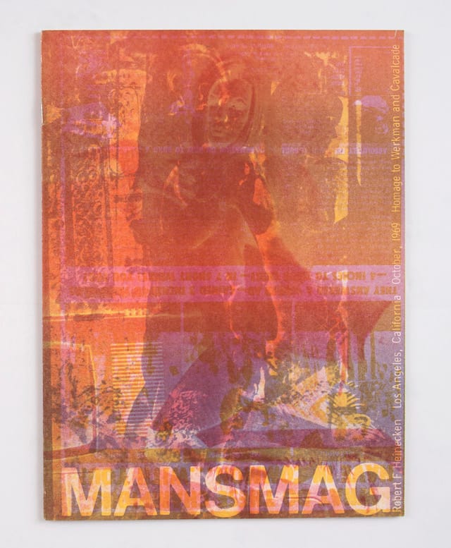 Robert Heinecken, "MANSMAG: Homage to Werkman and Cavalcade" (1969), offset lithography on bound paper, 8 3/4 × 6 5/8 inches (Courtesy The Robert Heinecken Trust, Chicago. © 2014 The Robert Heinecken Trust)