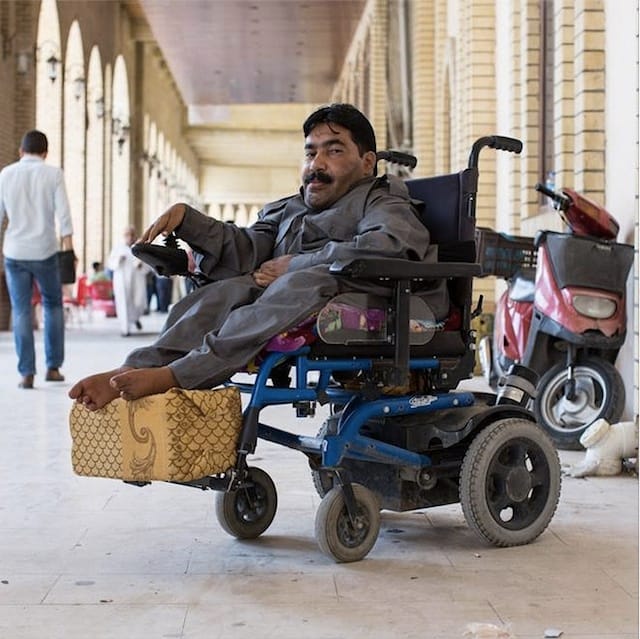 “My happiest moments are whenever I see my mother happy.” “What’s the happiest you’ve ever seen her?” “When I was a child, some German doctors told us that I could have a surgery in Italy, and my legs would work again. She was so happy she started crying. But I never had the money to go.” (Erbil, Iraq)
