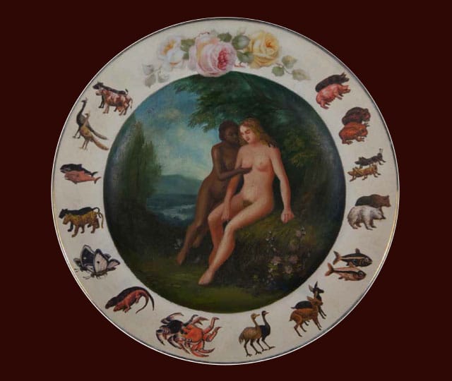 Niagara, which is a plate labeled as painted by Naomi Hutchins Washington, n.d. porcelain, approx. 9 inches in diameter