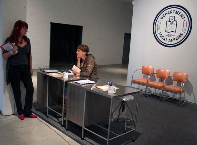 Chloë Bass's Urban Design Lab exhibition at the Bemis Center, including the Department of Local Affairs (all photos by the author/Hyperallergic)