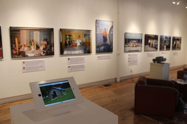 'Lost and Found: The Search for Harry and Edna' features three mediums in which to view the photographs: digital, print, and slide. (photo by the author/Hyperallergic)