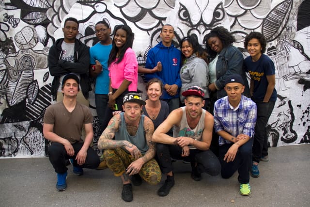 Some of the teens and artists who worked on the mural (photo by Nabiha Khan)