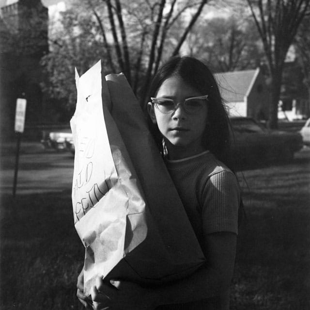 Vivian Maier, "Girl Holding Bag" (late 1960s) (all images from and courtesy the Jeffrey Goldstein Collection)