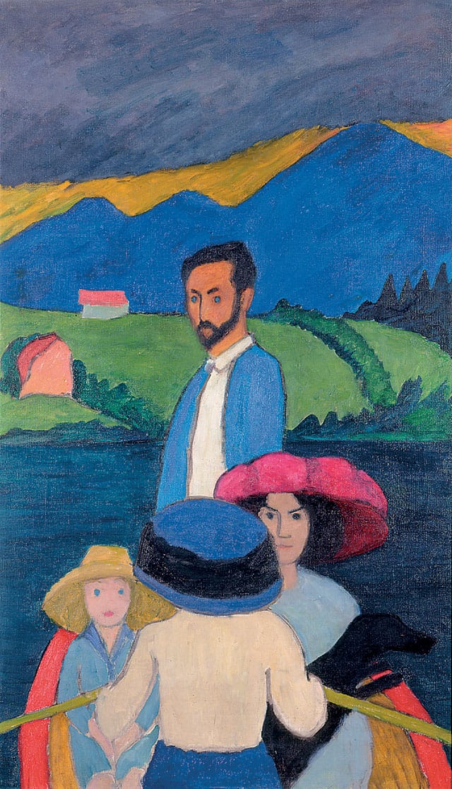 Gabriele Münter, "Boating" (1910), oil on canvas, 49 1/4 × 29 in  (125.1 × 73.66 cm), Gift of Mrs. Harry Lynde Bradley (photo by Efraim Lev-er, © Artists Rights Society [ARS], New York / ADAGP, Paris)