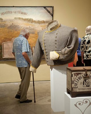 General Iverson’s oversized Confederate uniform (photo by Cara Garcia)