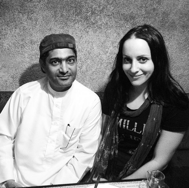 Emirati free speech activist Ahmed Mansoor, left, with artist and reporter Molly Crabapple. (photo via Instagram/mollycrabapple)
