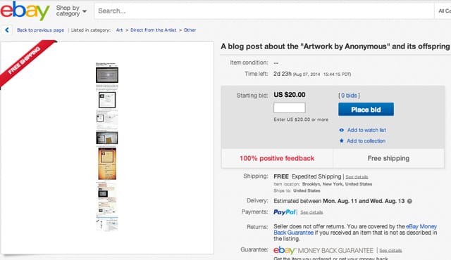 Me cashing in? (via eBay)