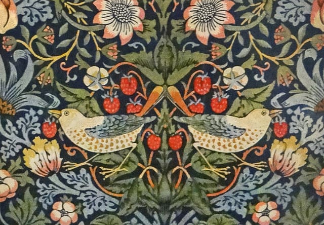 by William Morris, indigo-discharged & block-printed cotton (1883) (via Victoria & Albert Museum)