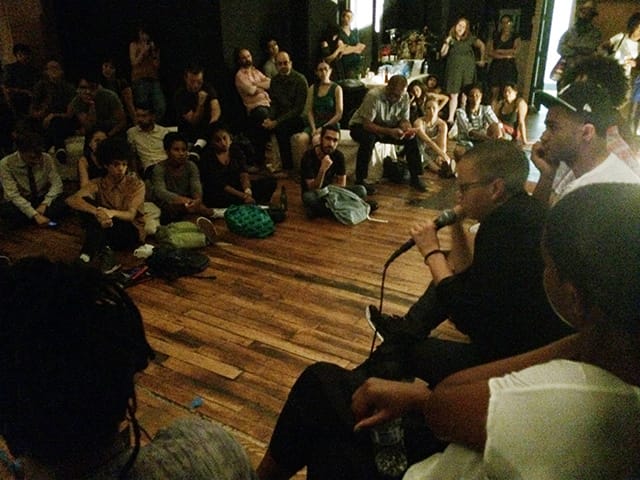 Hyperallergic's ArtTalk with the Yams Collective (photo by Hrag Vartanian/Hyperallergic)