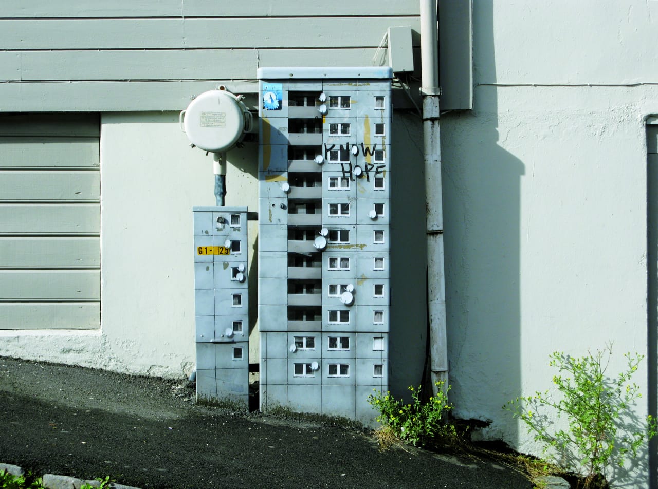 Evol, Block G1-25 (w/ Know Hope), 2010. Stavanger, Norway. Spray paint on electrical box. Dimensions variable. Image credit: Courtesy of Evol