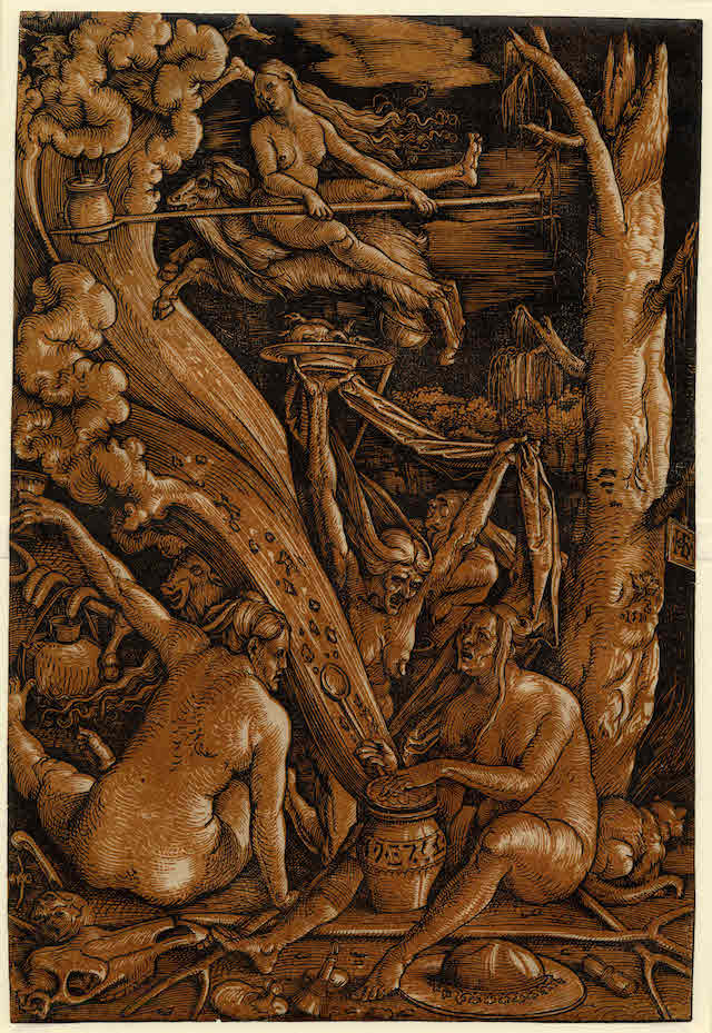 The Witches’ Sabbath, 1510. Hans Baldung Grien (1484-1545) Chiaroscuro woodcut, 371x254mm, orange-brown, © The Trustees of the British Museum