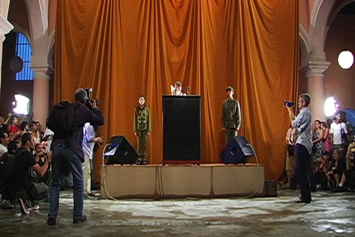 Tania Bruguera, "Tatlin's Whisper #6 (Havana Version)" (2009), color video, with sound, 60 min, from a mixed media installation, Solomon R. Guggenheim, New York, Guggenheim UBS MAP Purchase Fund (© Tania Bruguera)