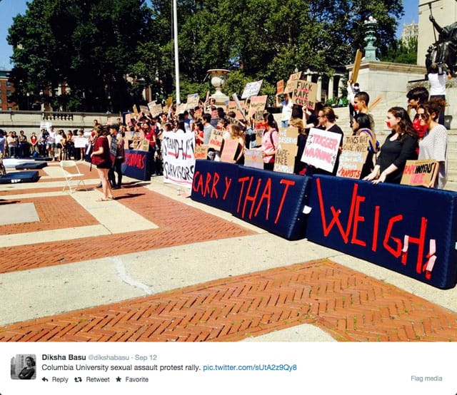A tweet and photo by Diksha Basu shows the rally at Columbia on Friday (photo by Diksha Basu/via Twitter)