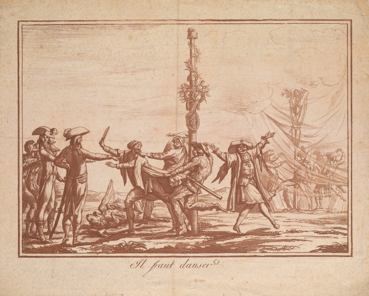 "Il faut danser!" (~1797), etching (via Getty Research Institute)