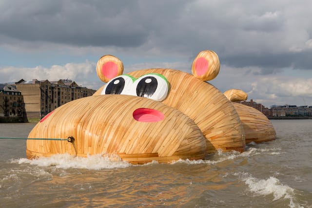 Florentijn Hofman, "HippopoThames" (2014). The work was towed along the Thames river in London earlier this week. Hofman is best known for his "Rubber Duck" sculpture which made international headlines last year (photo by Steve Sills. Courtesy Four Colman Getty)