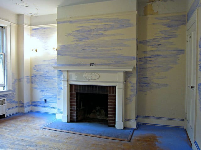 Jillian Clark, "Personally Seeping," construction grade chalk & snapline tool