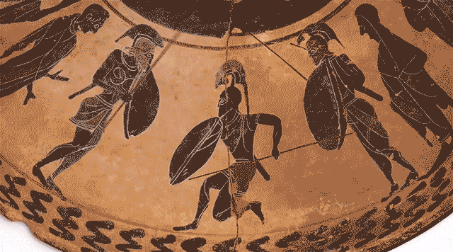 "Combat," part of the Ure Discovery series from Panoply animating Greek vases (GIF Hrag Vartanian/Hyperallergic, via YouTube)