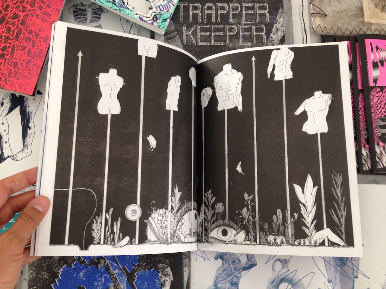 Trapper Keeper Issue 1, published by Panayiotis Terzis/Mega Press in multi-color Risograph. Ed of 200.