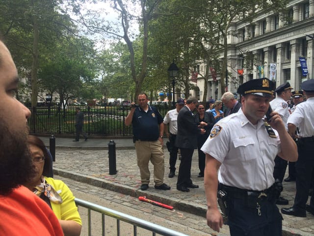 Police filming protesters (photo by Hrag Vartanian/Hyperallergic)