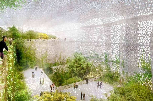 Jean Nouvel, rendering of NAMOC's interior garden in summer