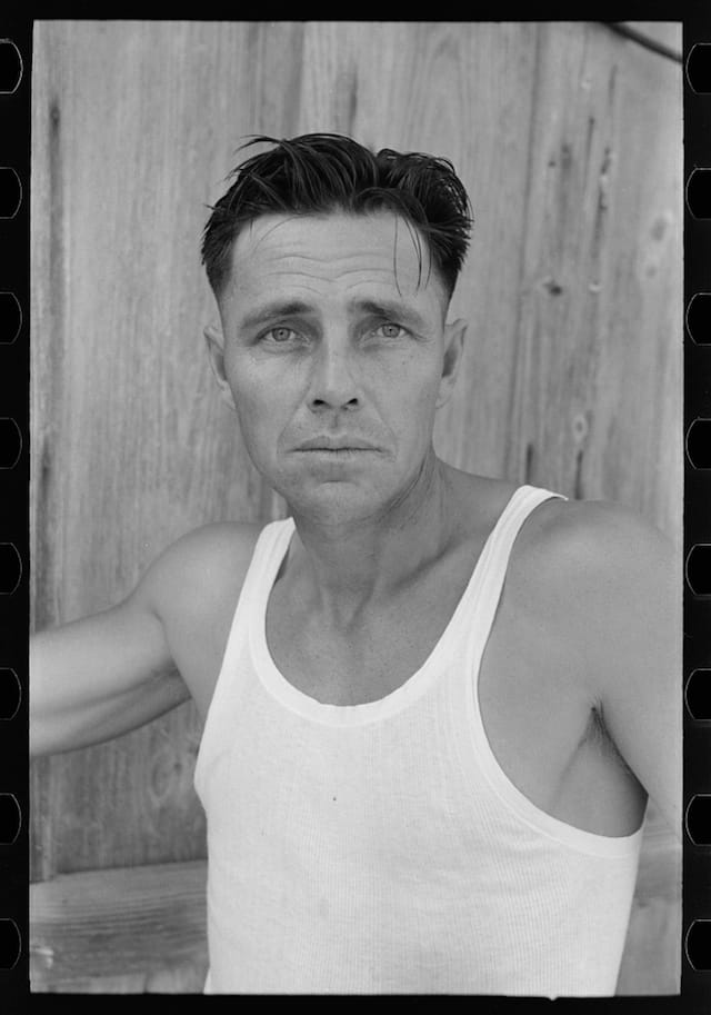 Truck driver in a Seminole, Oklahoma, oil field, photograph by Russell Lee (August 1939) (via Photogrammar/Library of Congress)