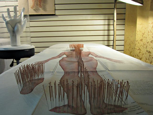 Prune Nourry's “Imbalance” installation in a Chinatown foot-massage parlor