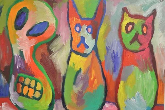 Skull, rabbit and cat