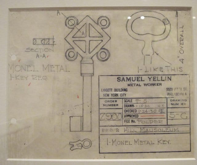Mausoleum key design from Samuel Yellin