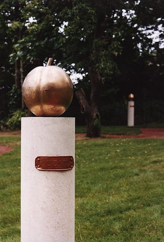 One of the bronze fruits stolen from "The Tasting Garden" (via Storey Gallery)