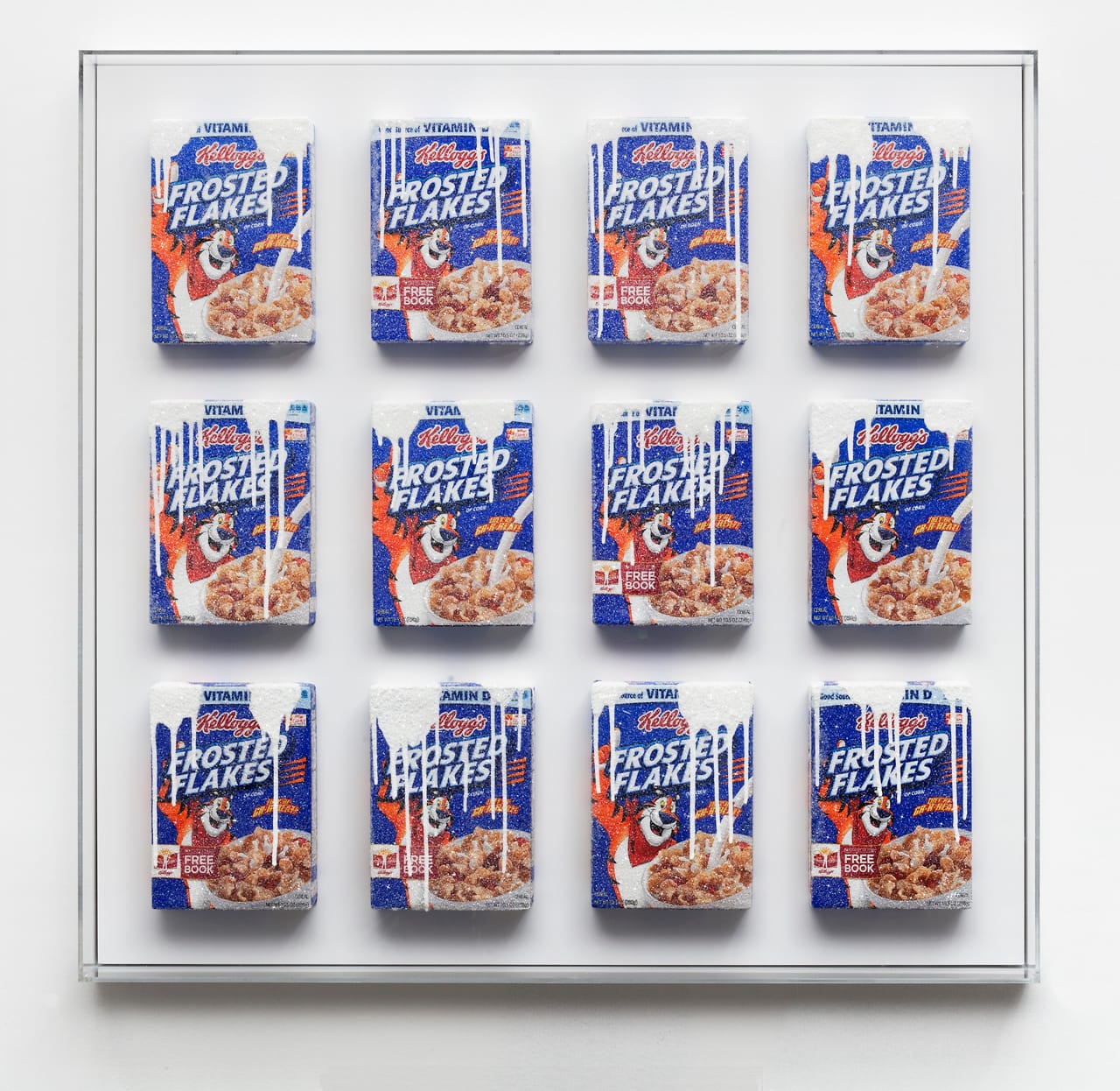 10-Hovnanian, Rachel Lee_They're Gr-r-reat_2014_Cereal boxes, acrylic, crushed glass, wood_46 x 44.625 x 4 in