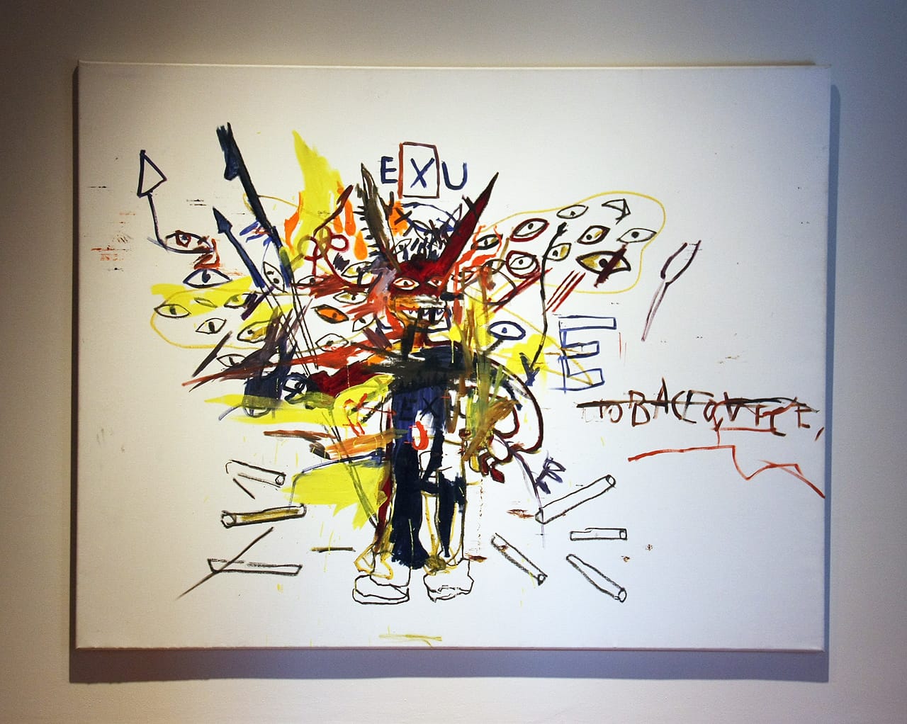 Jean-Michel Basquiat, "Exu" (1988). Installation view in "Basquiat and the Bayou" at the Ogden Museum of Southern Art, New Orleans (photo by John d'Addario)