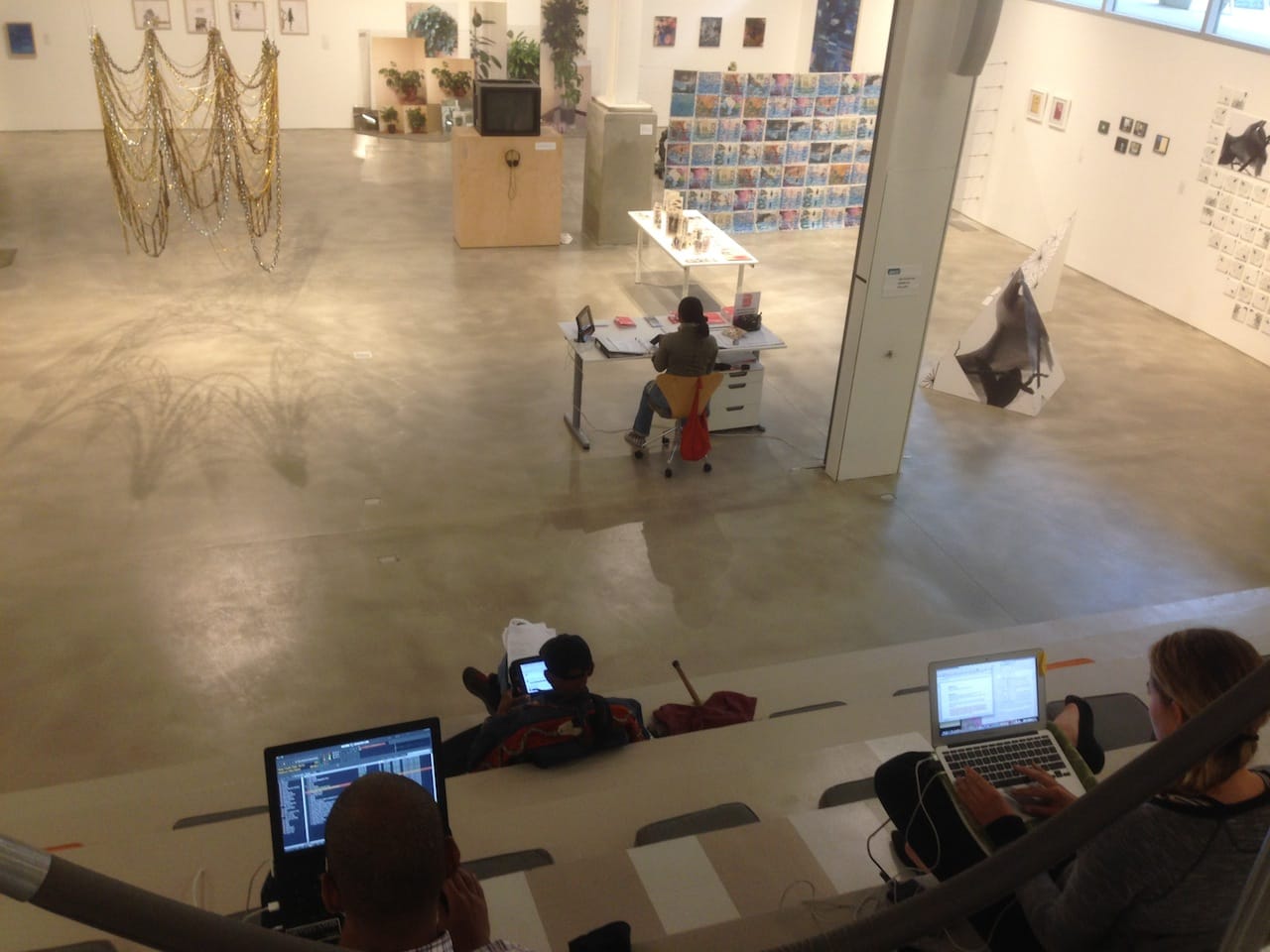 Installation view of 'BRIC Biennial' with adjacent cafe