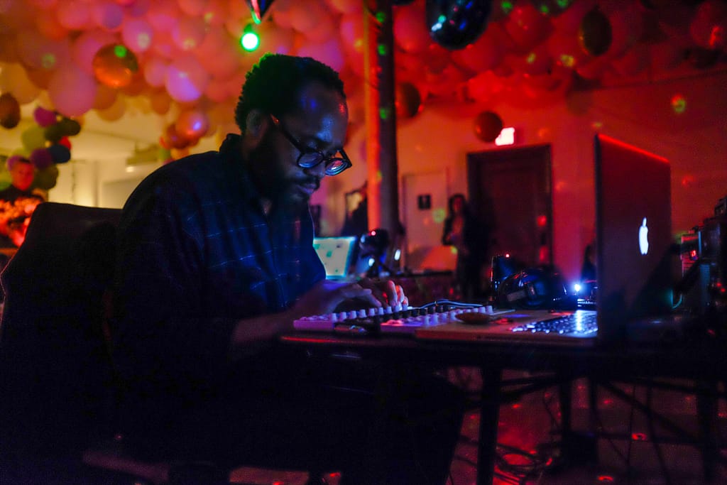 Carver Audain performing at "Klipschorn NIGHTS: Phill Niblock" (all photos by Reuben Radding)