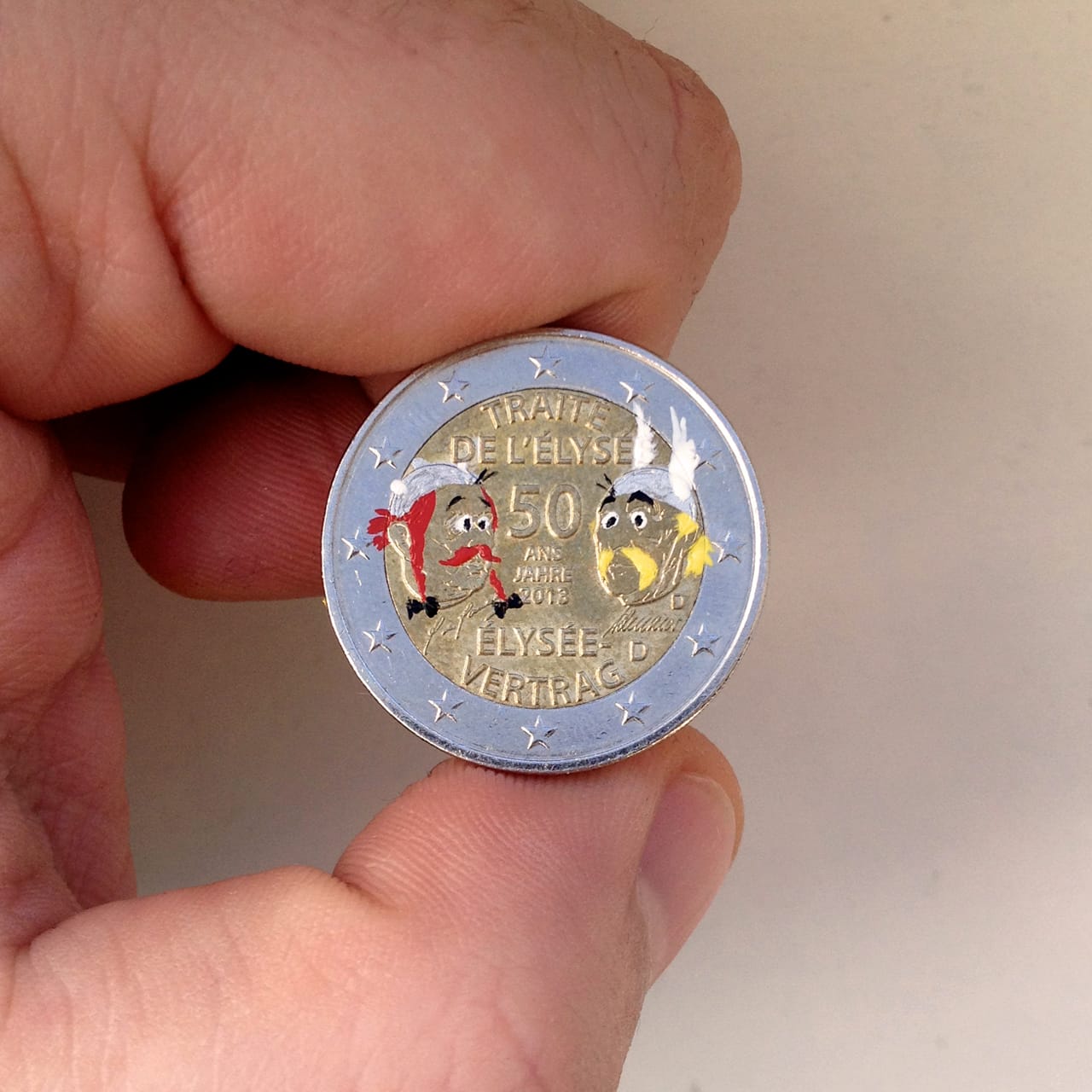 Andre Levy coin painting of Asterix