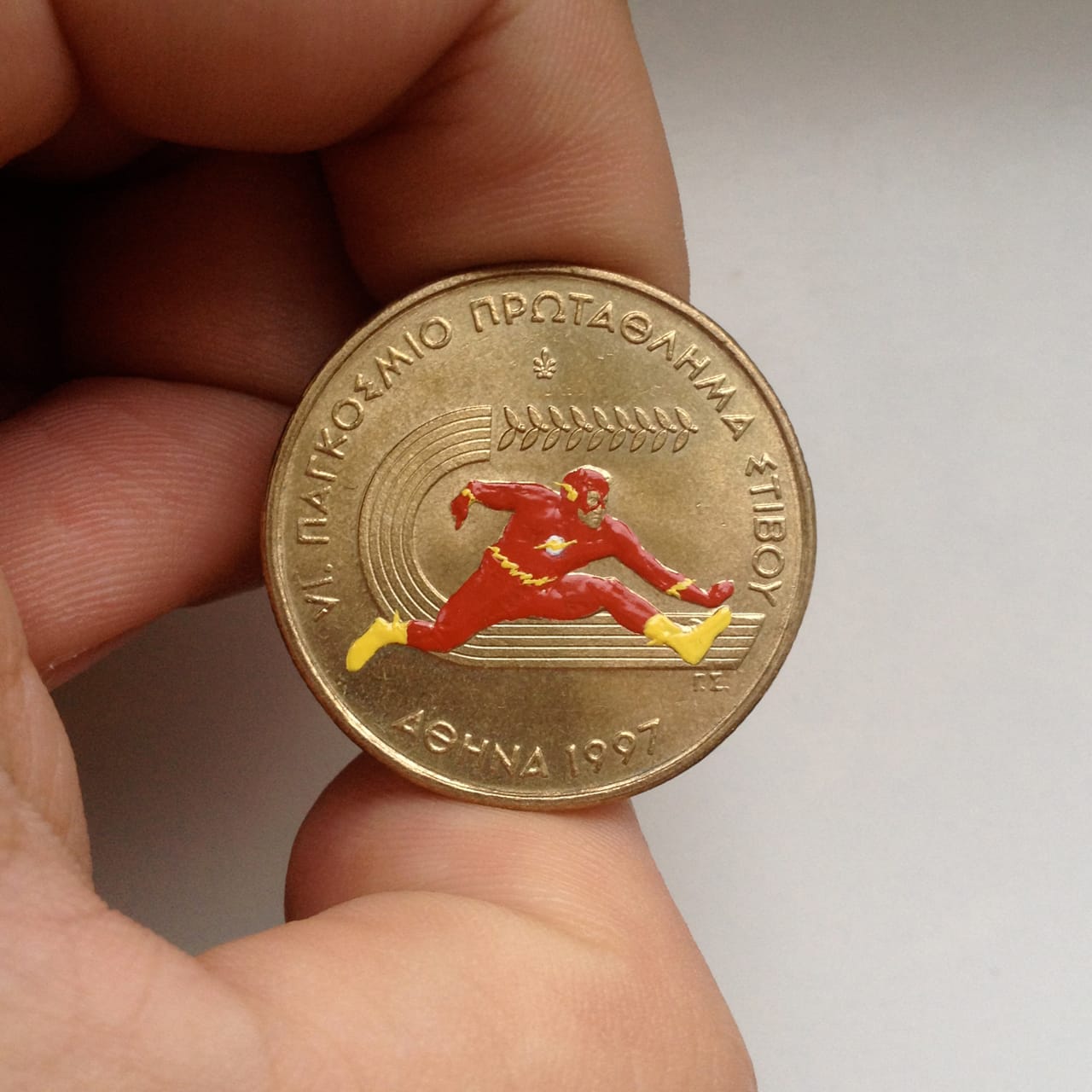 Andre Levy coin painting of the Flash