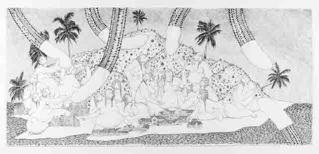 Ray Anthony Barrett, "Unseeing Eyes Glued to Inflated Boobtubes" (from Boobtubes), 2013.