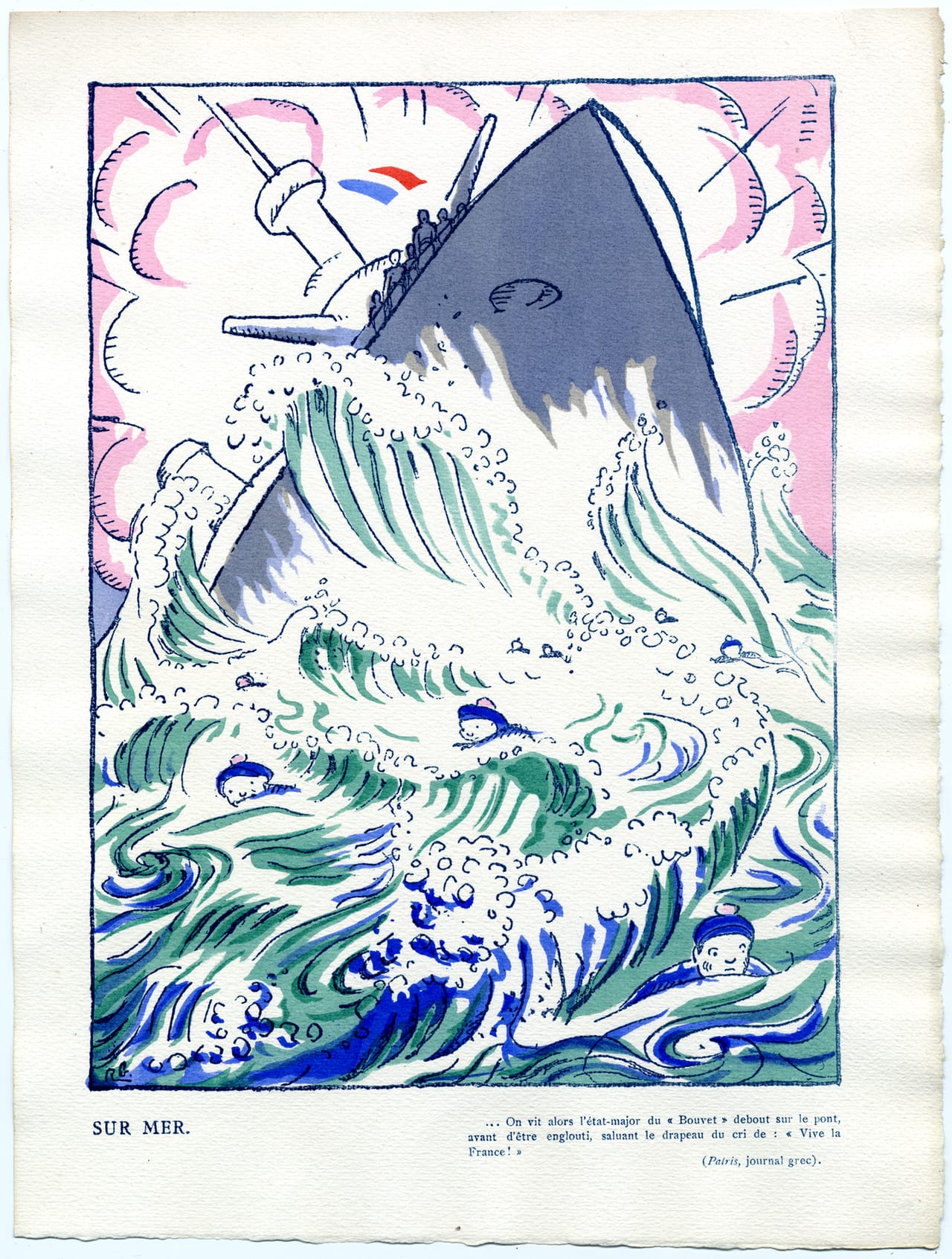 Robert Bonfils. “Sur mer.” La manière française. Paris: Librairie Lutetia, [1916]. On loan from a private collection.