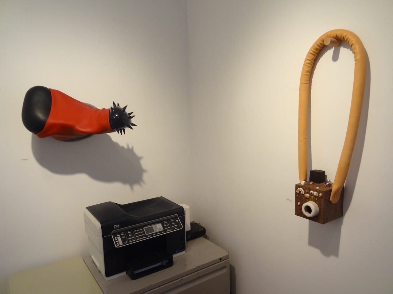 Sculptures by David French (left) and Emily Counts (right), presented by Durden and Ray at Norte Maar