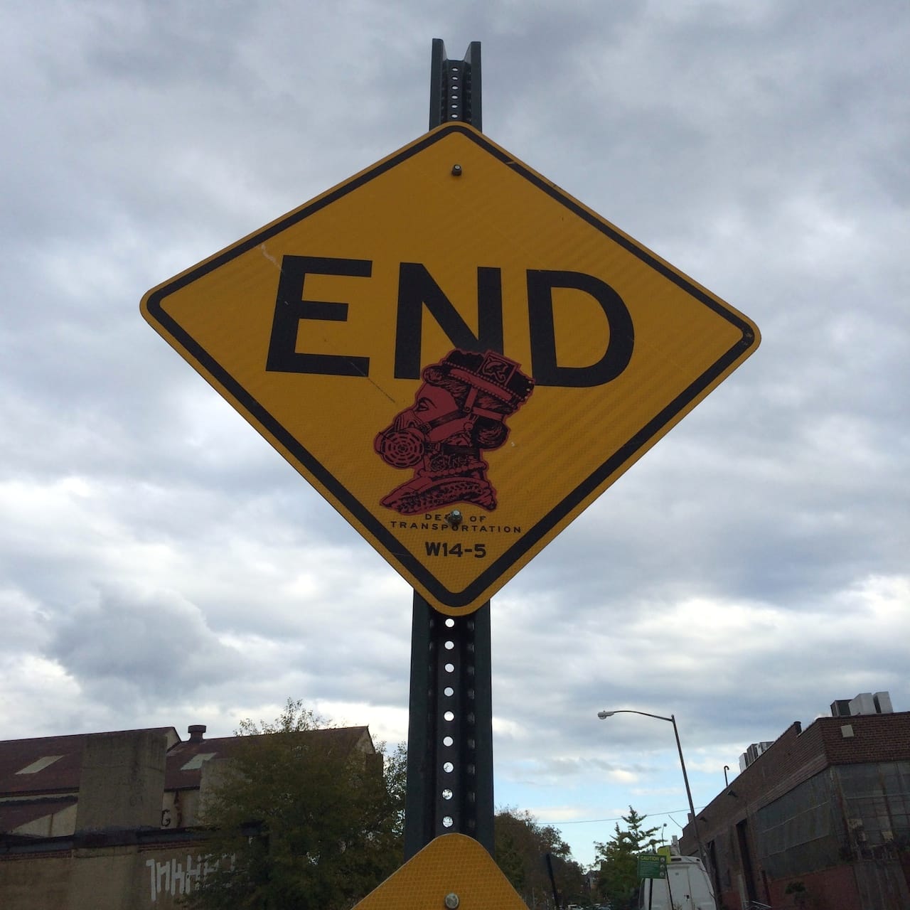 Street art where Degraw Street ends at the Gowanus