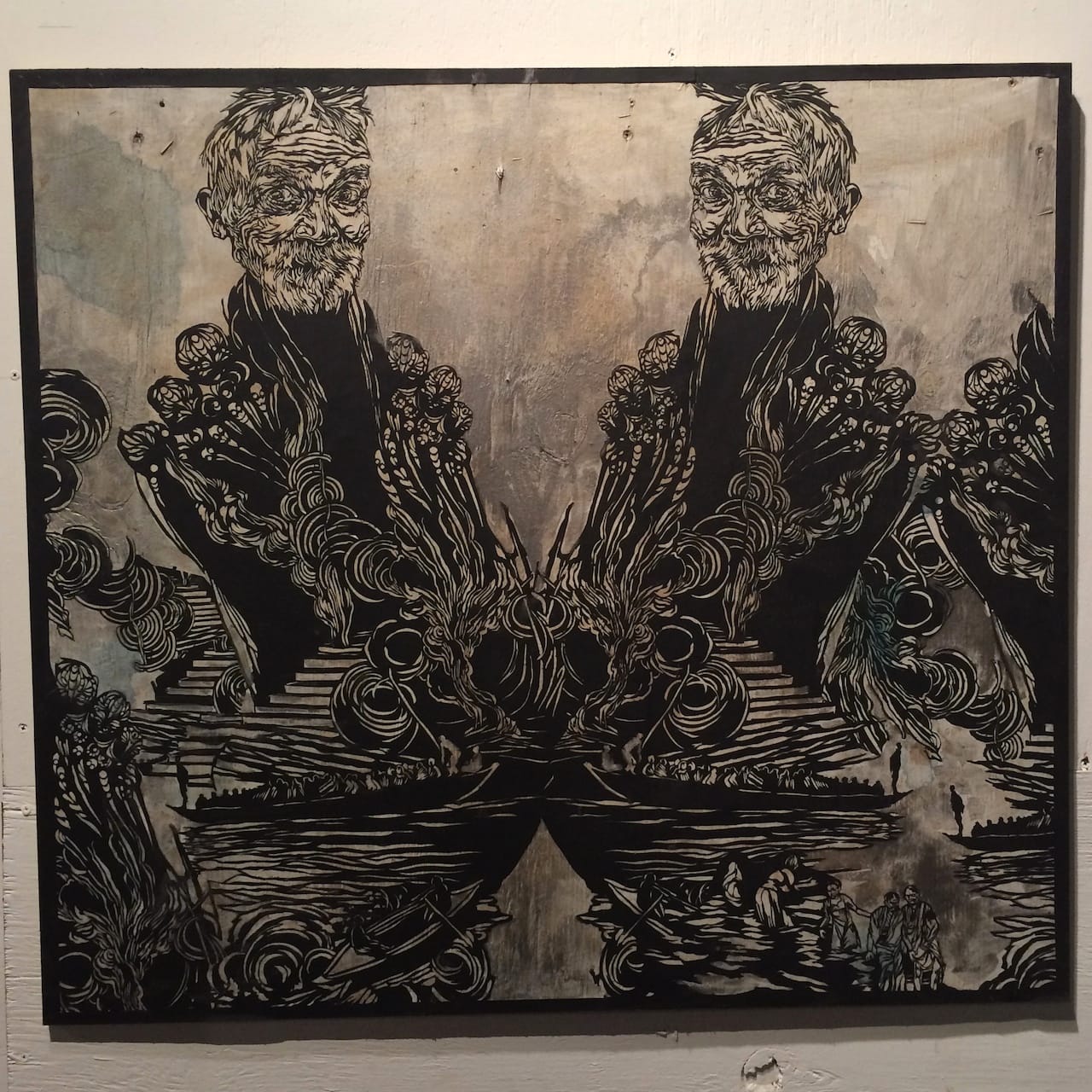 Work by Swoon in a pop-up exhibition at 610 Smith Street