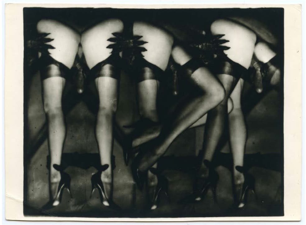 Pierre Molinier, "Introit" (1967), vintage gelatin silver print, 6-7/10 x 4-9/10 in, unique (© Françoise Molinier, courtesy Galerie Christophe Gaillard, Paris and M+B, Los Angeles) (click to enlarge)