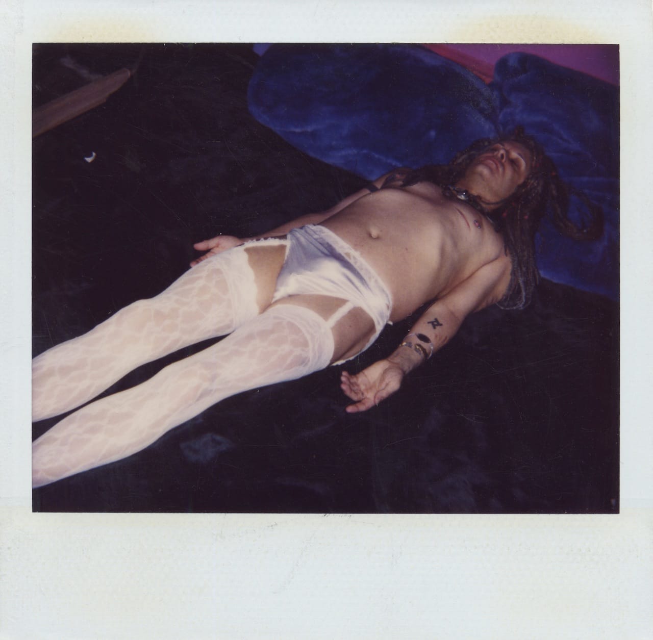 BREYER P-ORRIDGE, "Sleeping Lover" (1993), Polaroid, 4 x 4 in, 16.75 x 14.75 in framed, unique (courtesy the artists and Invisible-Exports)