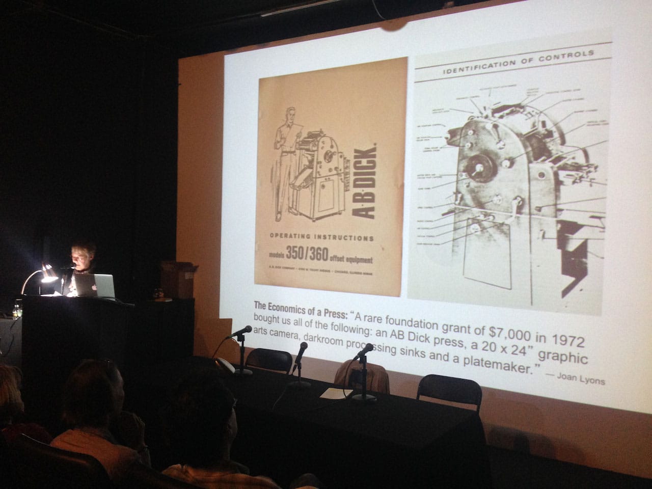 "Furthering the Critical Dialogue" panel: Cynthia Marsh discusses printing technique and the onset of offset.