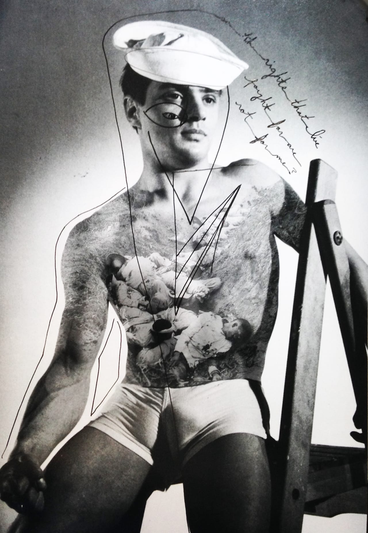 Chelsea Rae Klein, "So the Rights I've Fought For Are Not For Me?" (2014), archival collage print and ink drawing