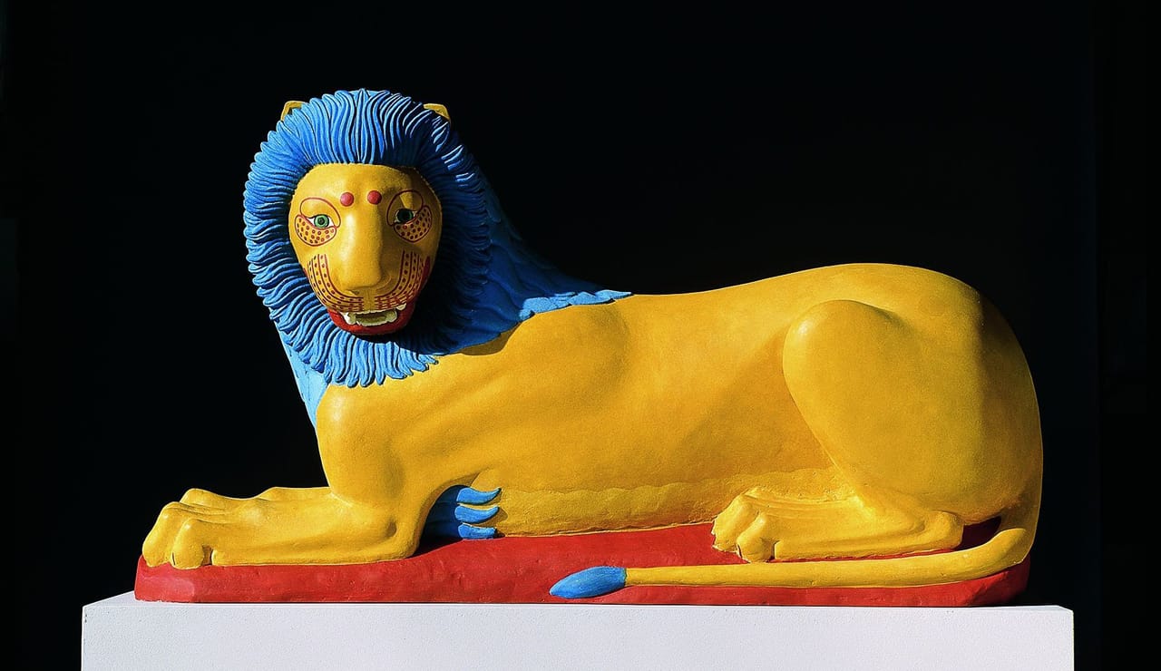 "Lion from Loutraki" (reconstruction), Greece, c. 570–560 BCE (2003), plaster, h: 53 cm, l: 100 cm, Ulrike Brinkmann and Glyptothek München Ny Carlsberg Glyptotek