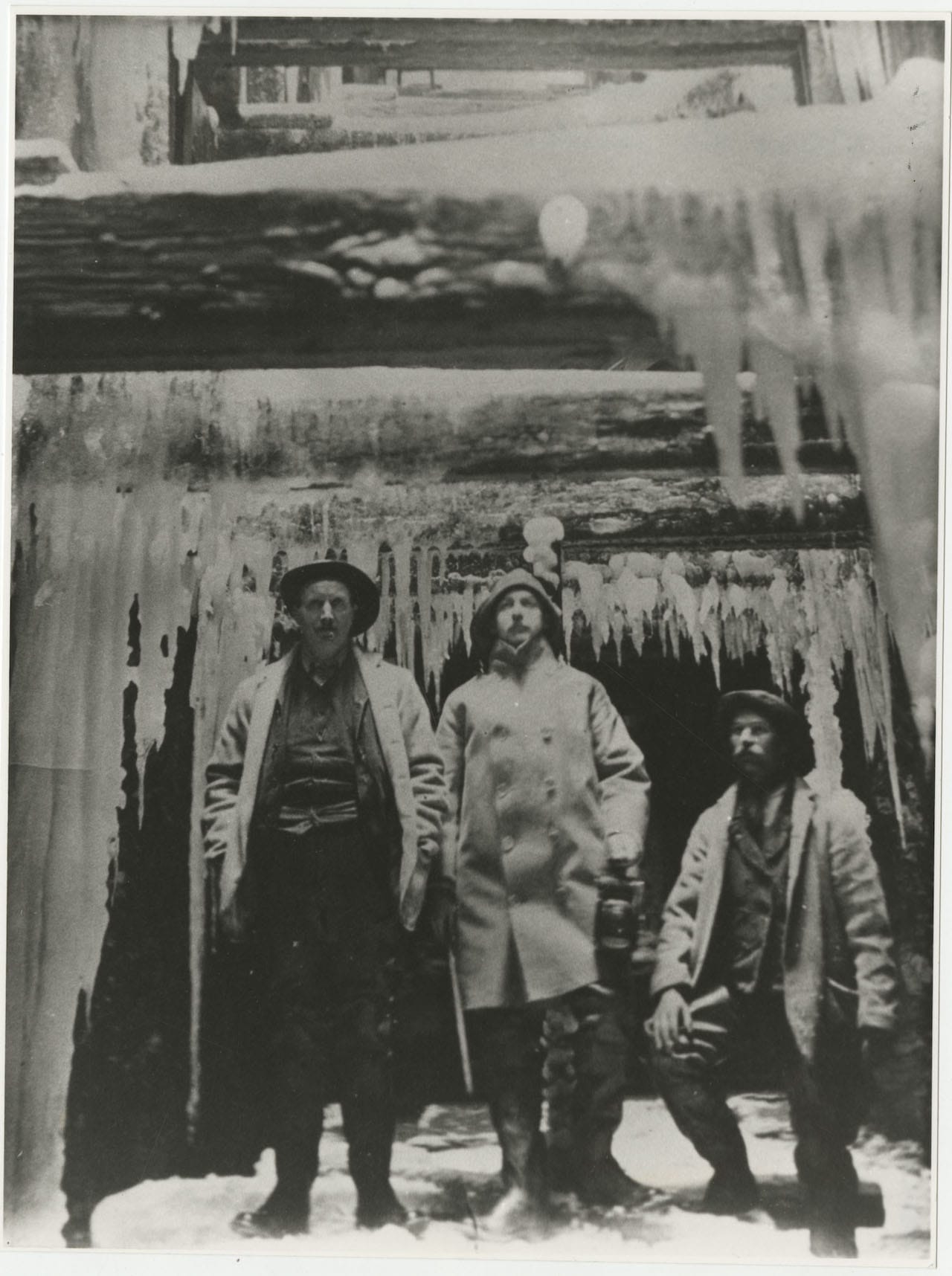 Posed beneath icicles