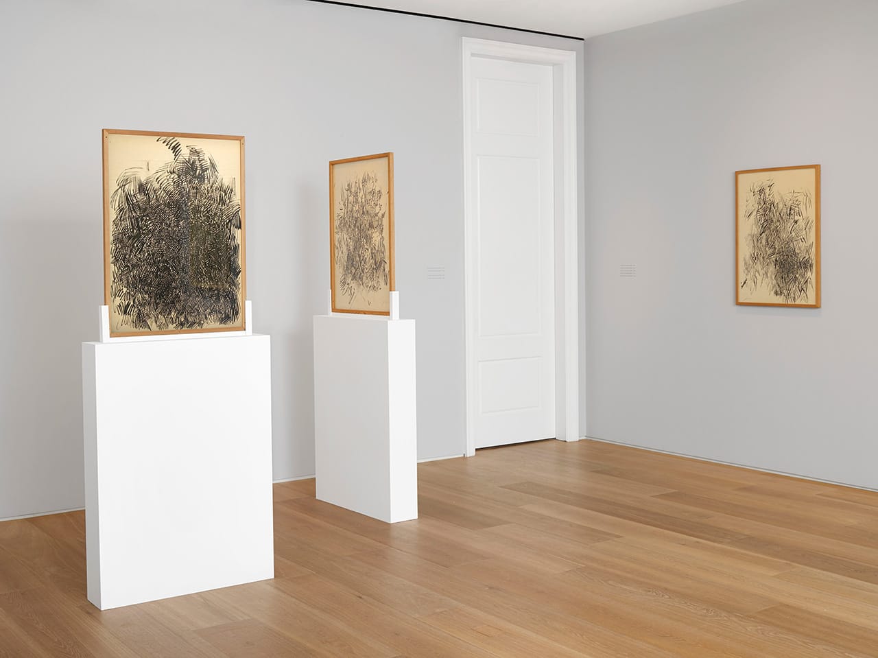 An installation view of some of Opalka's from 1959 and 1960, years before his lifelong project began. (photo courtesy Dominique Lévy Gallery)