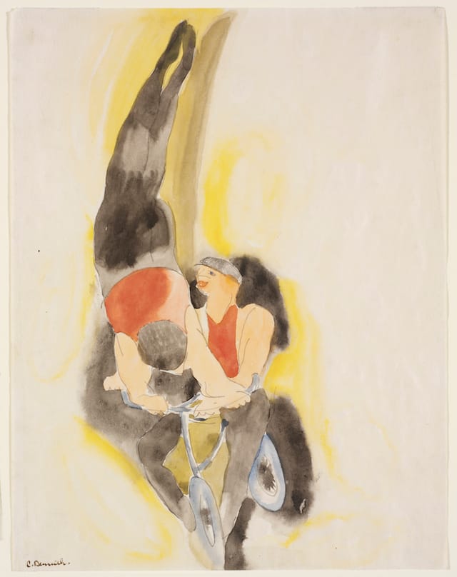 Charles Demuth, “Bicyclists,” ca. 1916-1917. © Charles Demuth. Gift of the Fazzano Brothers. (Courtesy of the RISD Museum, Providence, RI)